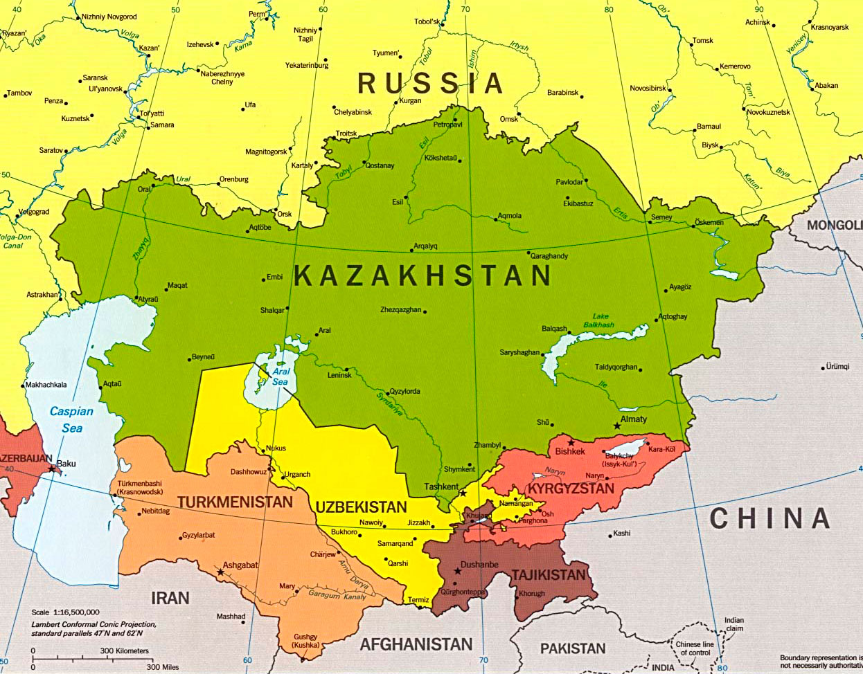 Карта средней Азии